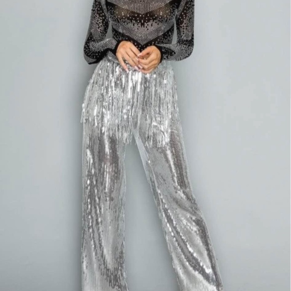Silver Sequin Women's Jumpsuit
